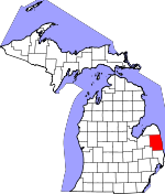 Map of Michigan showing Sanilac County - Click on map for a greater detail.