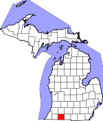 Map of Michigan showing St. Joseph County - Click on map for a greater detail.