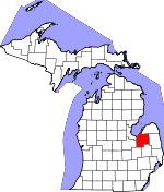 Map of Michigan showing Tuscola County - Click on map for a greater detail.
