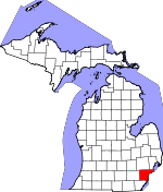 Map of Michigan showing Wayne County - Click on map for a greater detail.