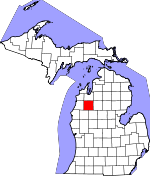 Map of Michigan showing Wexford County - Click on map for a greater detail.