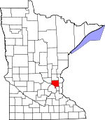 Map of Minnesota showing Anoka County - Click on map for a greater detail.