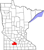 Map of Minnesota showing Brown County - Click on map for a greater detail.