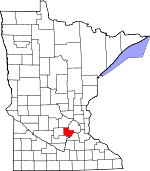 Map of Minnesota showing Carver County - Click on map for a greater detail.