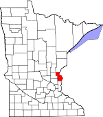 Map of Minnesota showing Chisago County - Click on map for a greater detail.