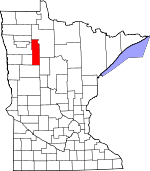 Map of Minnesota showing Clearwater County - Click on map for a greater detail.
