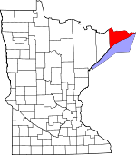Map of Minnesota showing Cook County - Click on map for a greater detail.