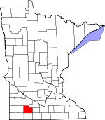 Map of Minnesota showing Cottonwood County - Click on map for a greater detail.