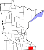Map of Minnesota showing Fillmore County - Click on map for a greater detail.