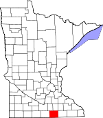 Map of Minnesota showing Freeborn County - Click on map for a greater detail.