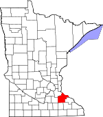 Map of Minnesota showing Goodhue County - Click on map for a greater detail.