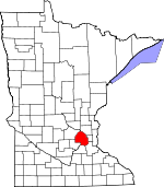Map of Minnesota showing Hennepin County - Click on map for a greater detail.