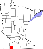 Map of Minnesota showing Jackson County - Click on map for a greater detail.