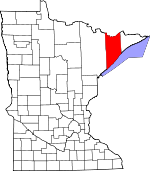 Map of Minnesota showing Lake County - Click on map for a greater detail.