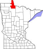 Map of Minnesota showing Lake of the Woods County - Click on map for a greater detail.