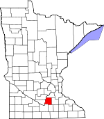 Map of Minnesota showing Le Sueur County - Click on map for a greater detail.