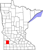 Map of Minnesota showing Lyon County - Click on map for a greater detail.