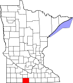 Map of Minnesota showing Martin County - Click on map for a greater detail.