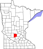 Map of Minnesota showing Meeker County - Click on map for a greater detail.
