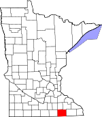 Map of Minnesota showing Mower County - Click on map for a greater detail.