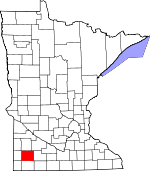 Map of Minnesota showing Murray County - Click on map for a greater detail.
