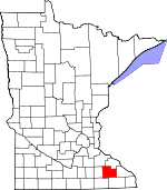 Map of Minnesota showing Olmsted County - Click on map for a greater detail.