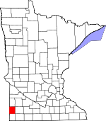 Map of Minnesota showing Pipestone County - Click on map for a greater detail.