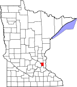 Map of Minnesota showing Ramsey County - Click on map for a greater detail.