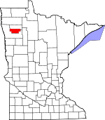 Map of Minnesota showing Red Lake County - Click on map for a greater detail.