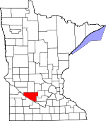 Map of Minnesota showing Renville County - Click on map for a greater detail.