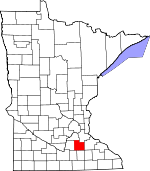 Map of Minnesota showing Rice County - Click on map for a greater detail.