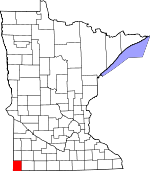 Map of Minnesota showing Rock County - Click on map for a greater detail.