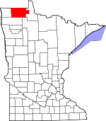 Map of Minnesota showing Roseau County - Click on map for a greater detail.