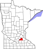 Map of Minnesota showing Scott County - Click on map for a greater detail.