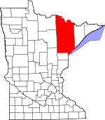 Map of Minnesota showing St. Louis County - Click on map for a greater detail.