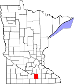 Map of Minnesota showing Waseca County - Click on map for a greater detail.