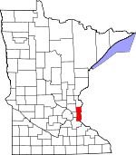 Map of Minnesota showing Washington County - Click on map for a greater detail.