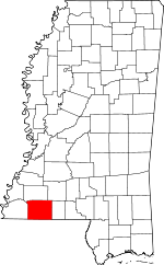 Map of Mississippi showing Amite County - Click on map for a greater detail.