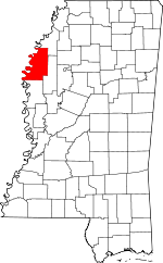 Map of Mississippi showing Bolivar County - Click on map for a greater detail.