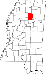 Map of Mississippi showing Calhoun County - Click on map for a greater detail.