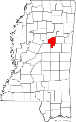 Map of Mississippi showing Choctaw County - Click on map for a greater detail.