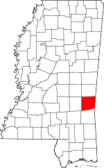 Map of Mississippi showing Clarke County - Click on map for a greater detail.