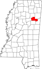Map of Mississippi showing Clay County - Click on map for a greater detail.