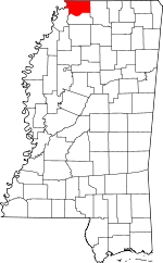 Map of Mississippi showing Desoto County - Click on map for a greater detail.