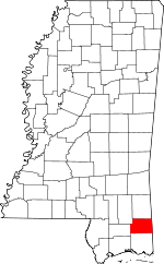 Map of Mississippi showing George County - Click on map for a greater detail.