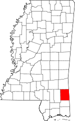 Map of Mississippi showing Greene County - Click on map for a greater detail.