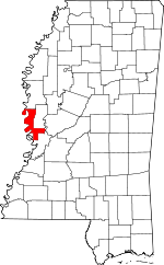 Map of Mississippi showing Issaquena County - Click on map for a greater detail.
