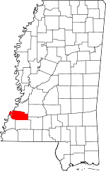 Map of Mississippi showing Jefferson County - Click on map for a greater detail.