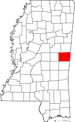 Map of Mississippi showing Kemper County - Click on map for a greater detail.
