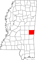 Map of Mississippi showing Lauderdale County - Click on map for a greater detail.